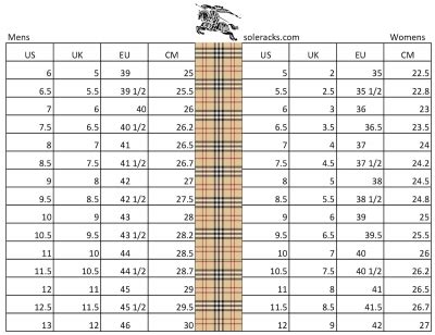 burberry size|burberry size chart men's.